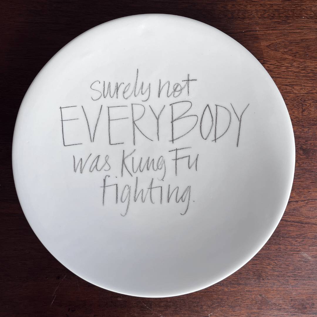 The Detailsmith Large Handwritten Ceramic Plate Collection ED 3 Kung-fu fighting