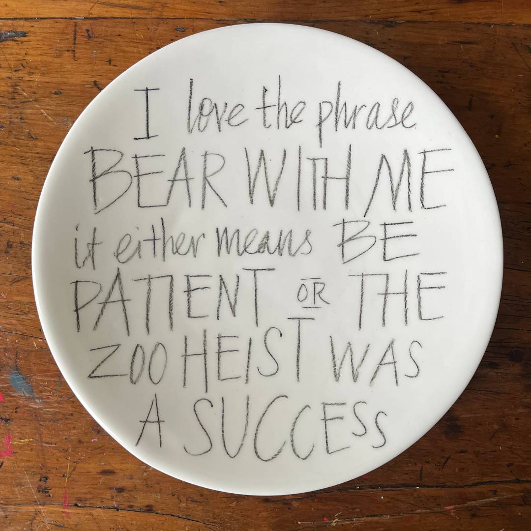 The Detailsmith Large Handwritten Ceramic Plate ED 3 Bear with me