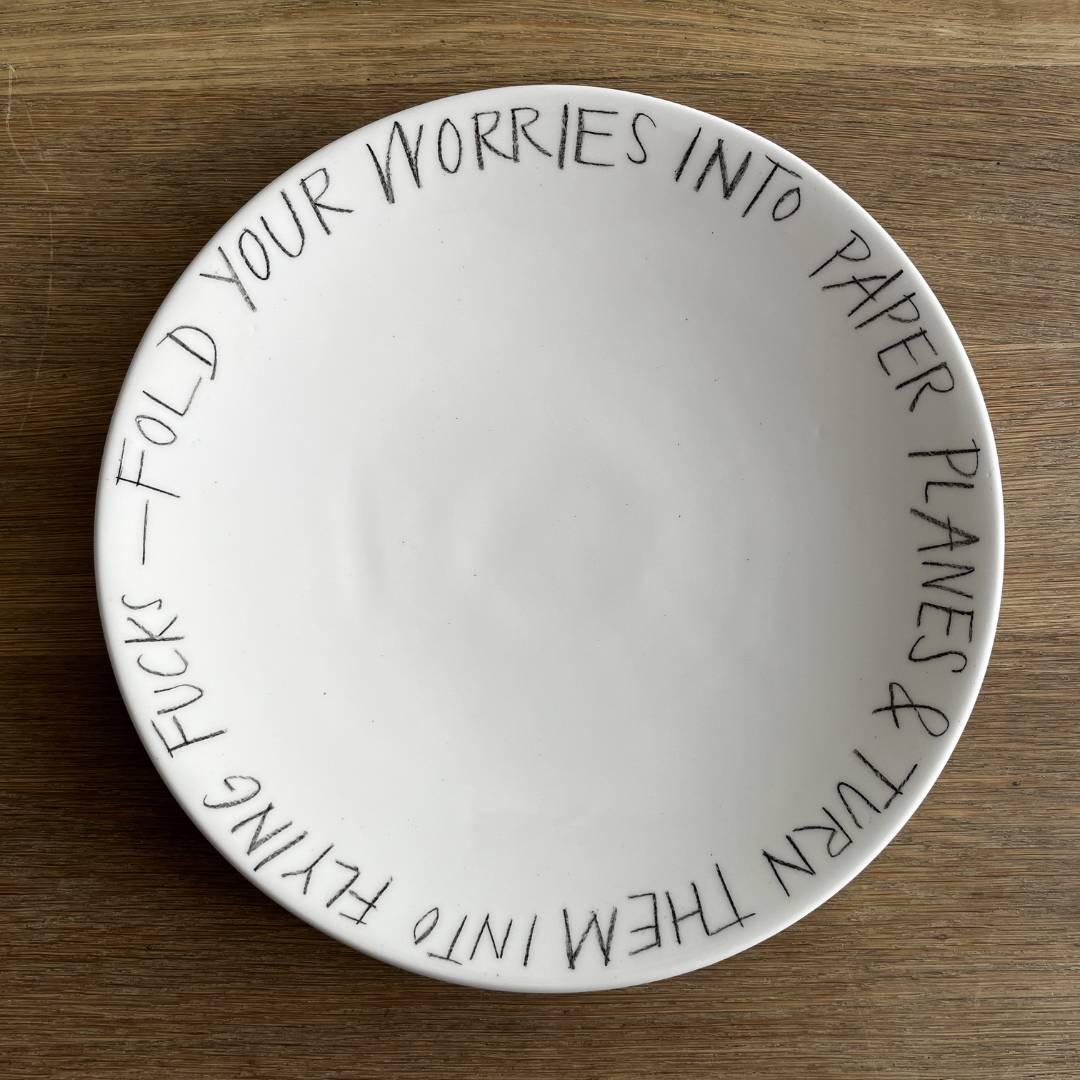 The Detailsmith Large Handwritten Ceramic Plate Collection ED 2 Fold your worries