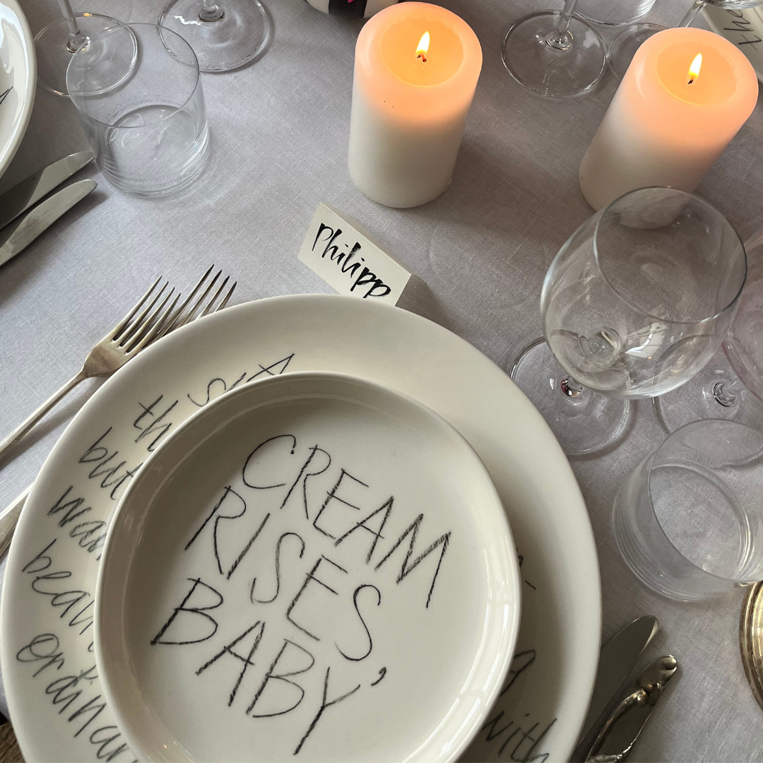 The Detailsmith Personalised Handwritten Ceramic Dinner Plate Set