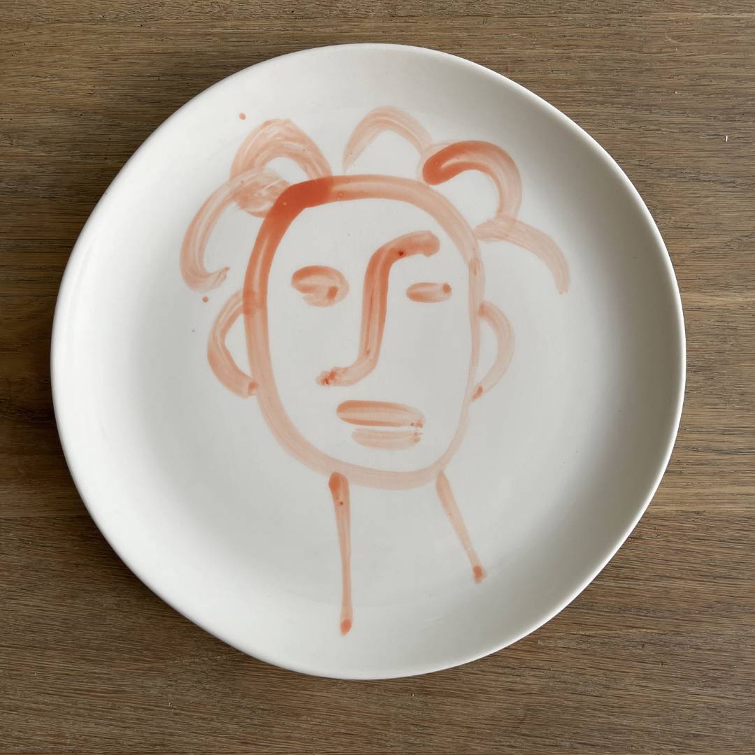 The Detailsmith Handpainted Ceramic Plate Portrait Collection Medium plate in orange