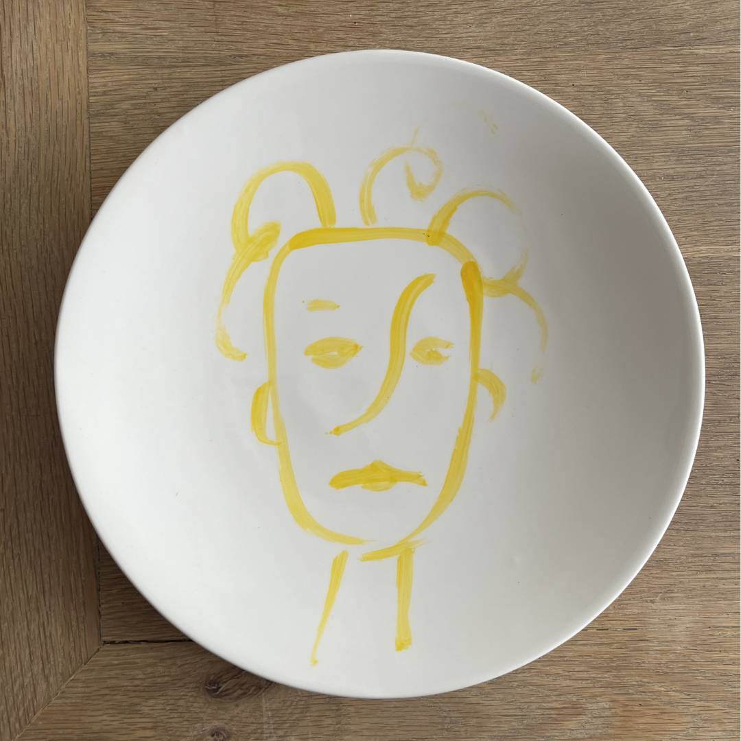 The Detailsmith Handpainted Ceramic Plate Portrait Collection Large plate in yellow