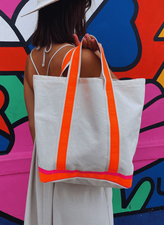 Soli Neon Canvas Tote Bag Clementine