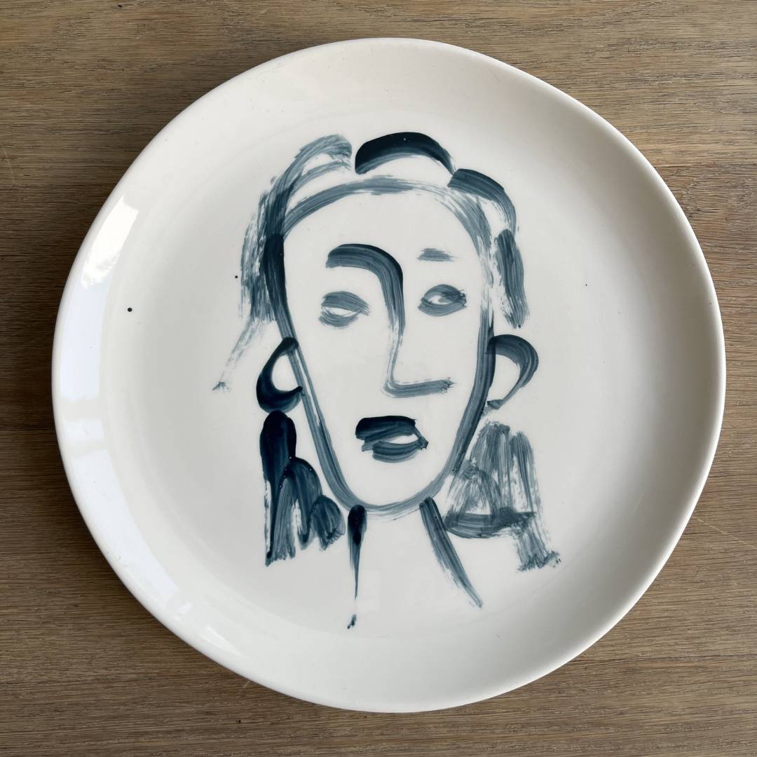 The Detailsmith Handpainted Ceramic Plate Portrait Collection Medium plate in blue