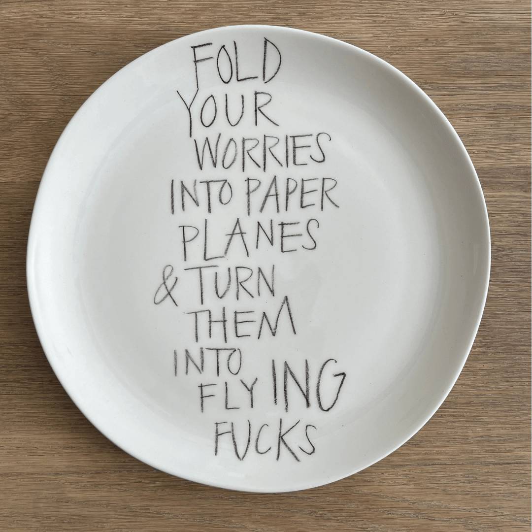 The Detailsmith Medium Handwritten Ceramic Plate ED 3 Worries