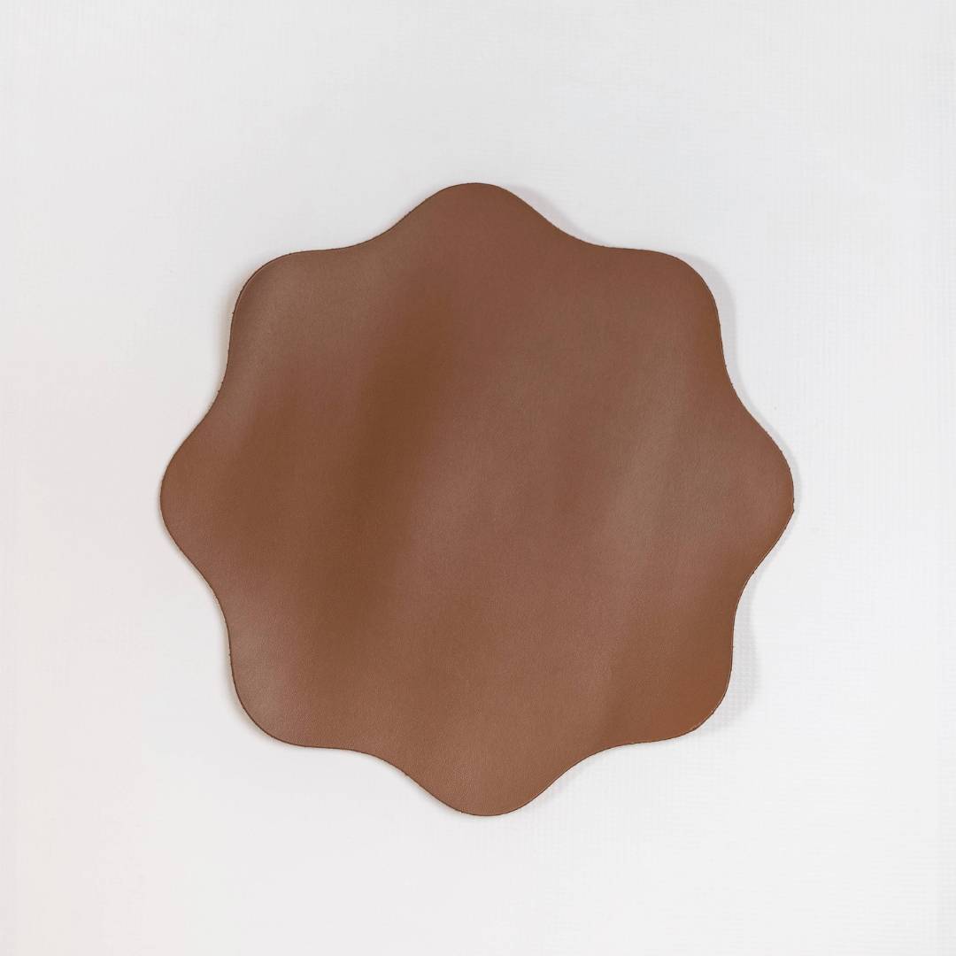 Tags By Elysian The Scallop Leather Placemat Set Chocolate