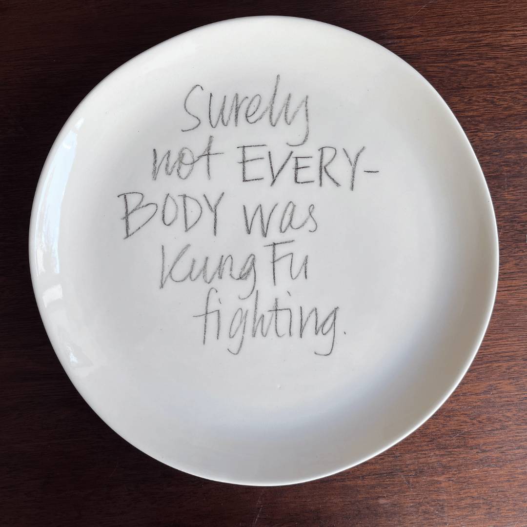 The Detailsmith Medium Handwritten Ceramic Plate Collection ED 3 Kung-fu fighting