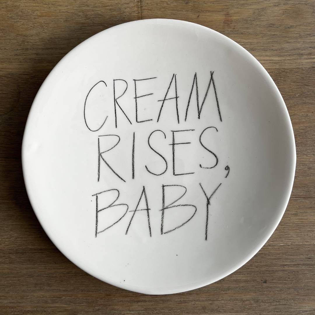 The Detailsmith Large Handwritten Ceramic Plate Collection ED 1 Cream rises V1