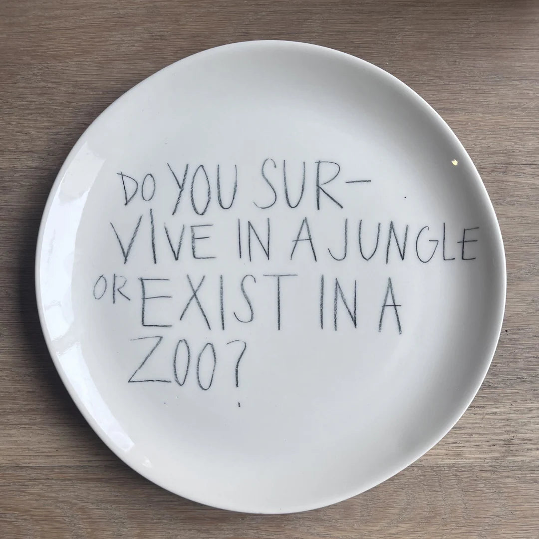 The Detailsmith Medium Handwritten Ceramic Plate ED 1 Jungle or zoo