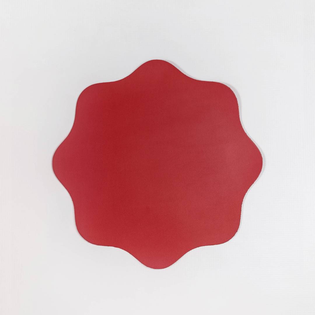 Tags By Elysian The Scallop Leather Placemat Set Cherry Red