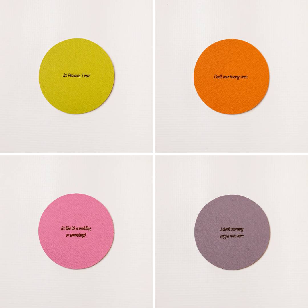 Tags By Elysian Personalised Leather Coaster Gift Set Signature Colour Mix 4