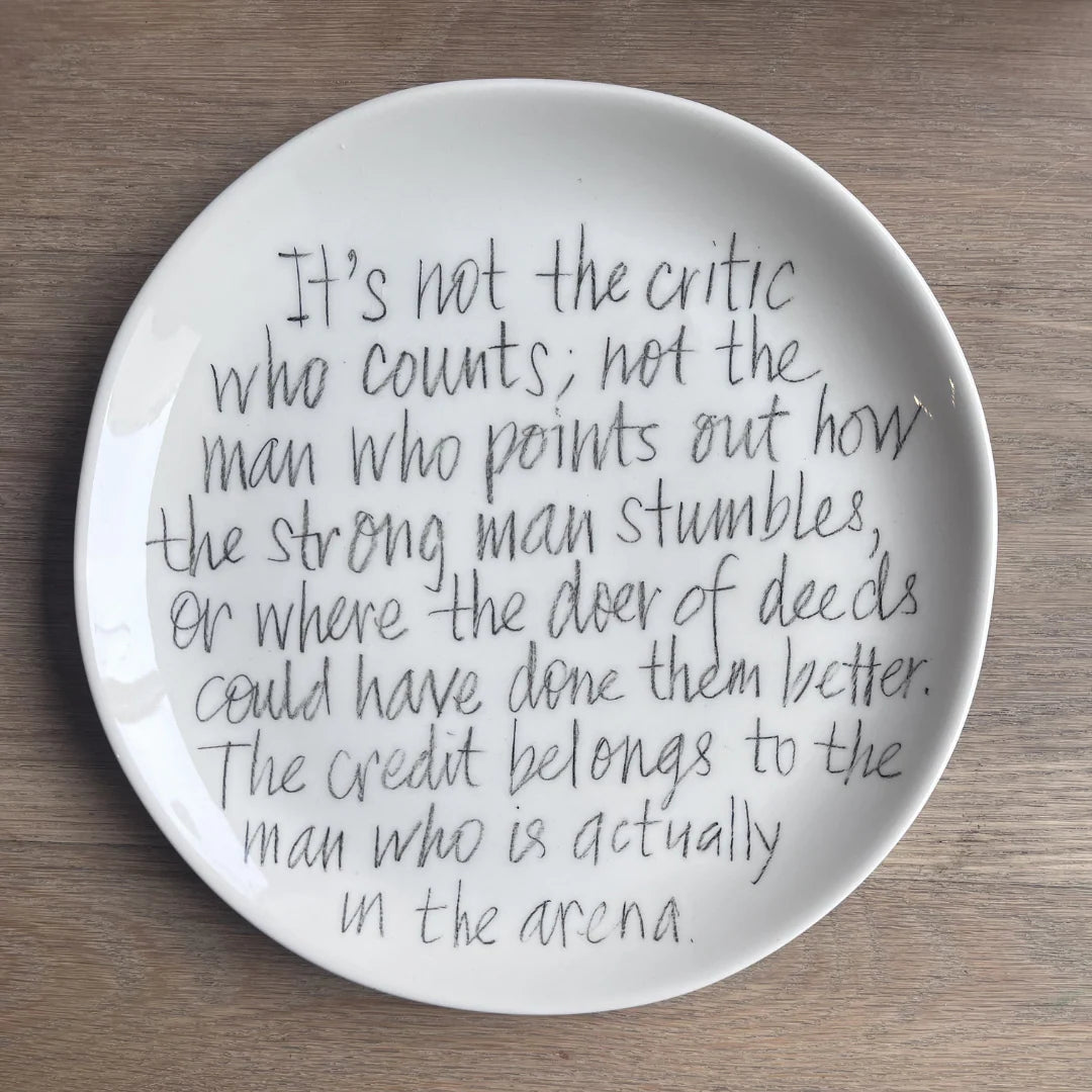 The Detailsmith Medium Handwritten Ceramic Plate ED 1 Man in the arena