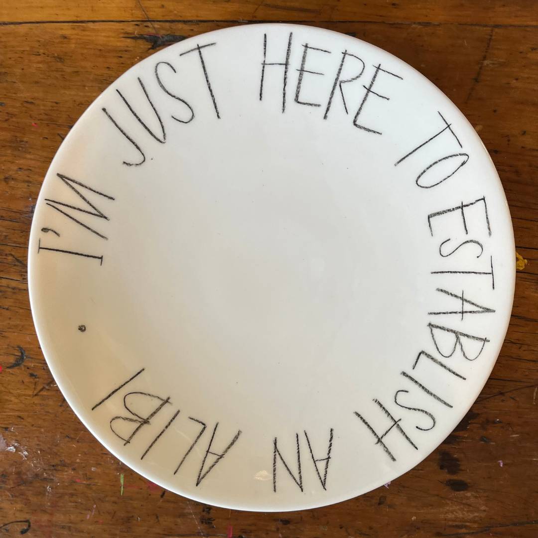 The Detailsmith Large Handwritten Ceramic Plate ED 2 Alibi V1