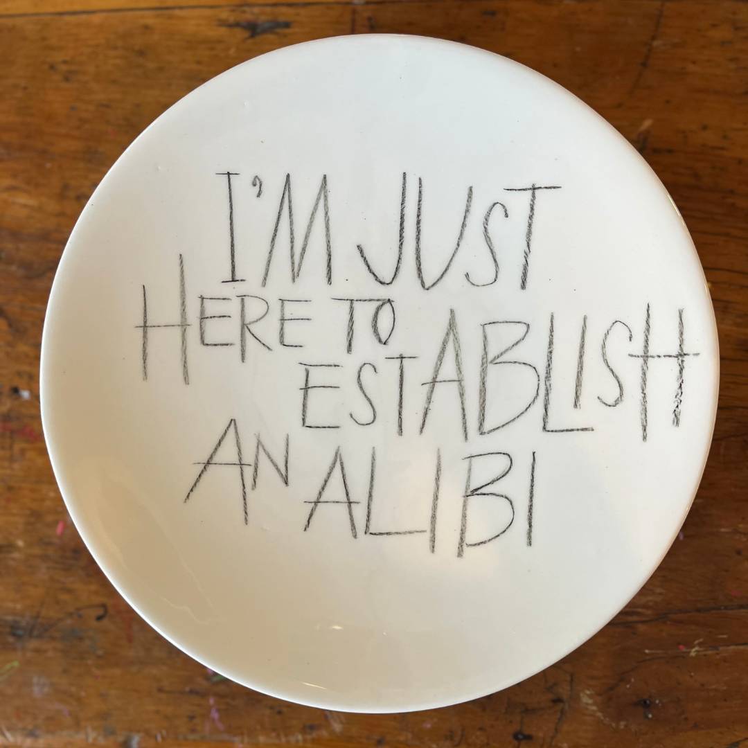 The Detailsmith Large Handwritten Ceramic Plate ED 2 Alibi V2
