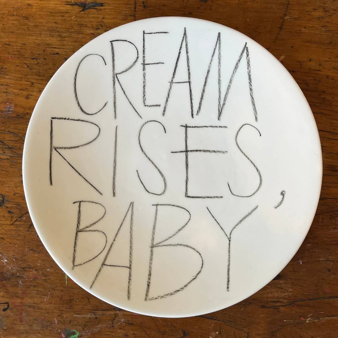 The Detailsmith Large Handwritten Ceramic Plate ED 2 Cream Rises V1