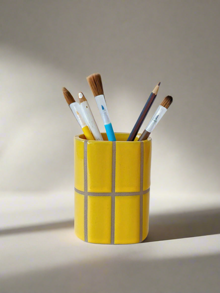 Ash Ceramics Handmade Ceramic Stationery Holder Yellow