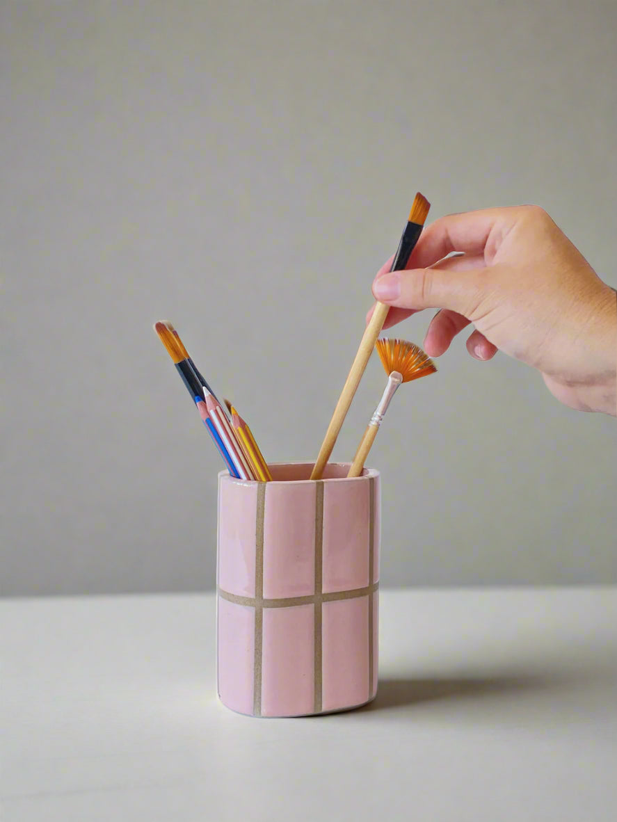 Ash Ceramics Handmade Ceramic Stationery Holder Pink
