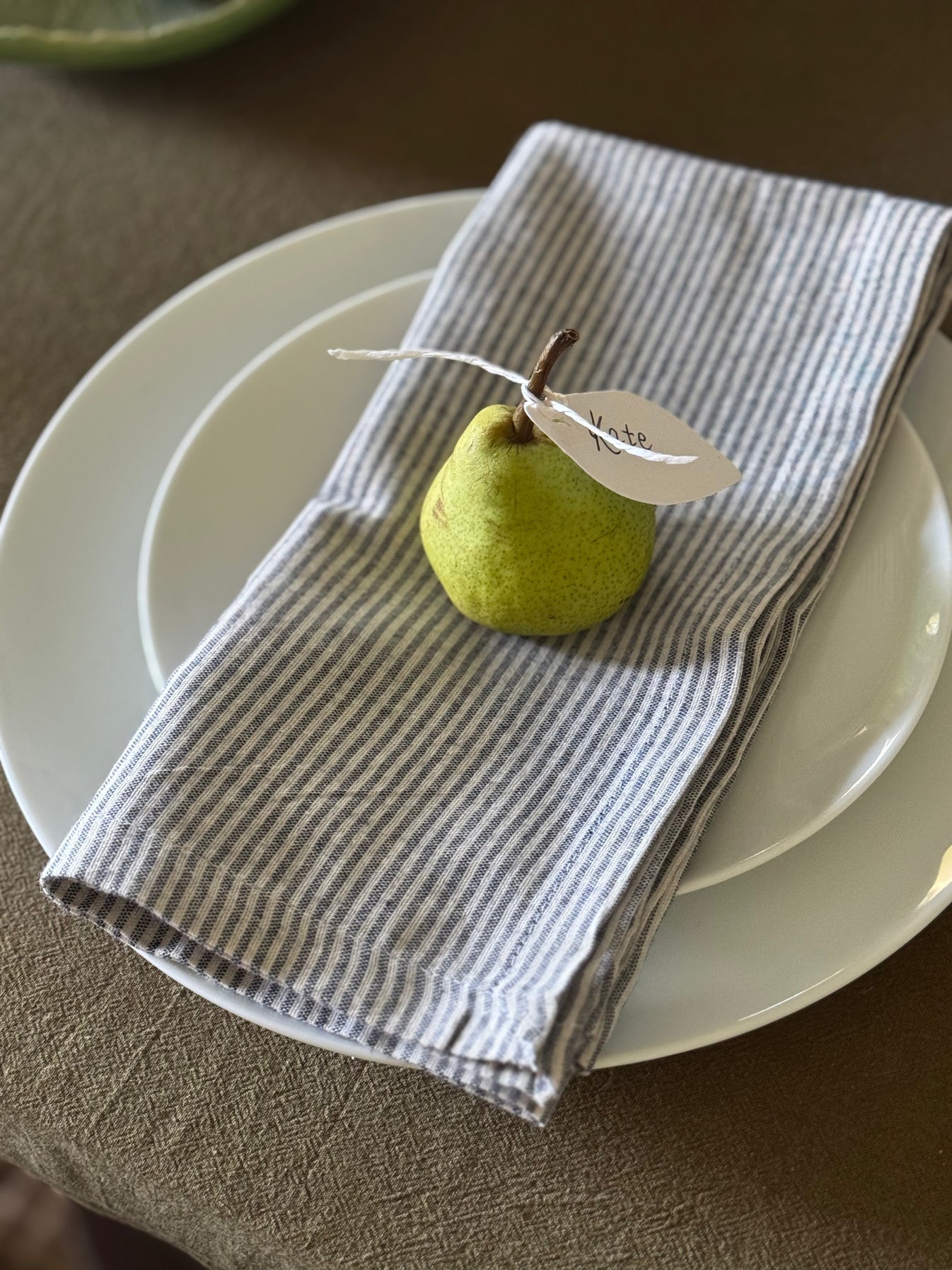 Palmar Collection Natural Cotton Napkin Set Thin stripe