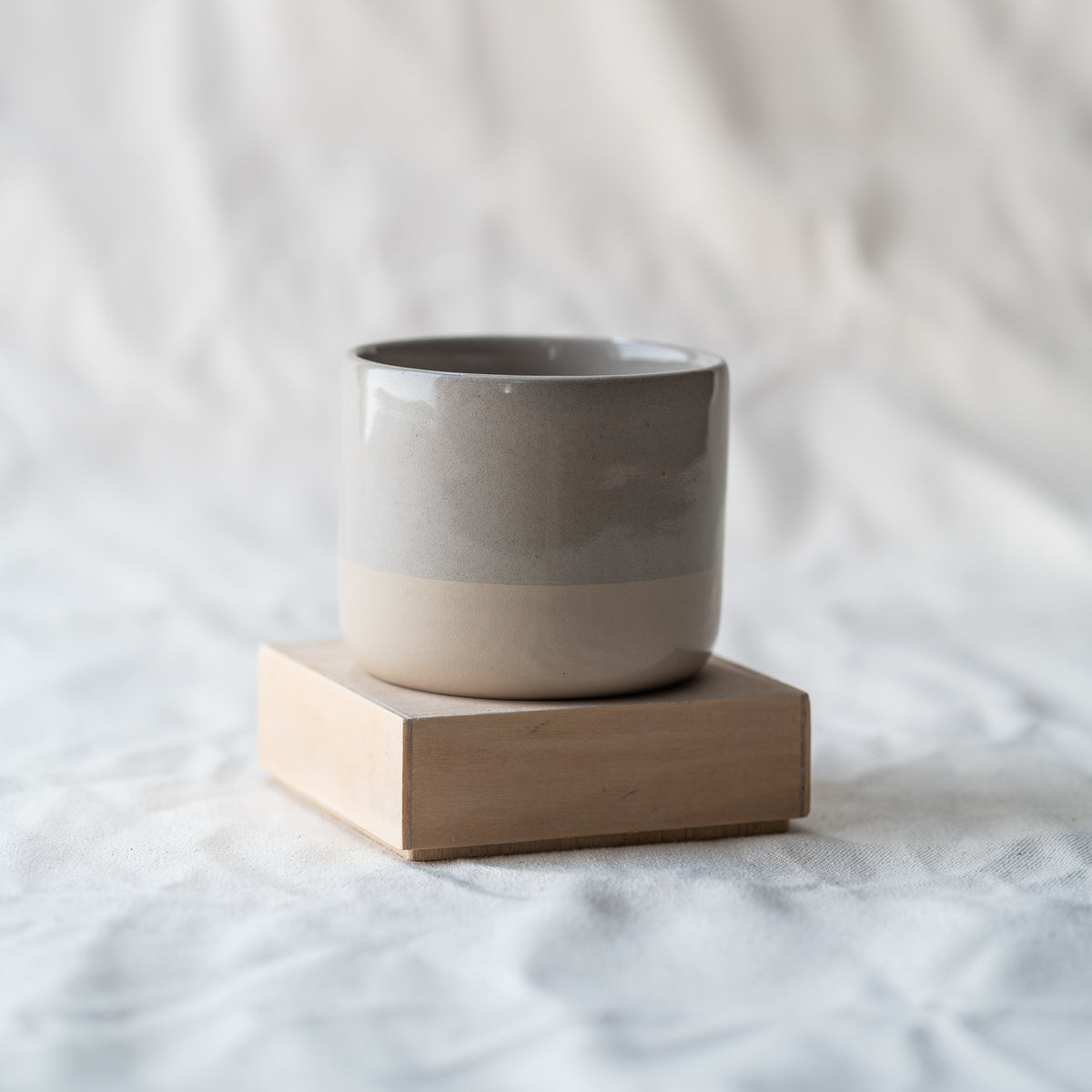 Ash Ceramics Handmade Ceramic Flat White Tumbler Set (4) Beige