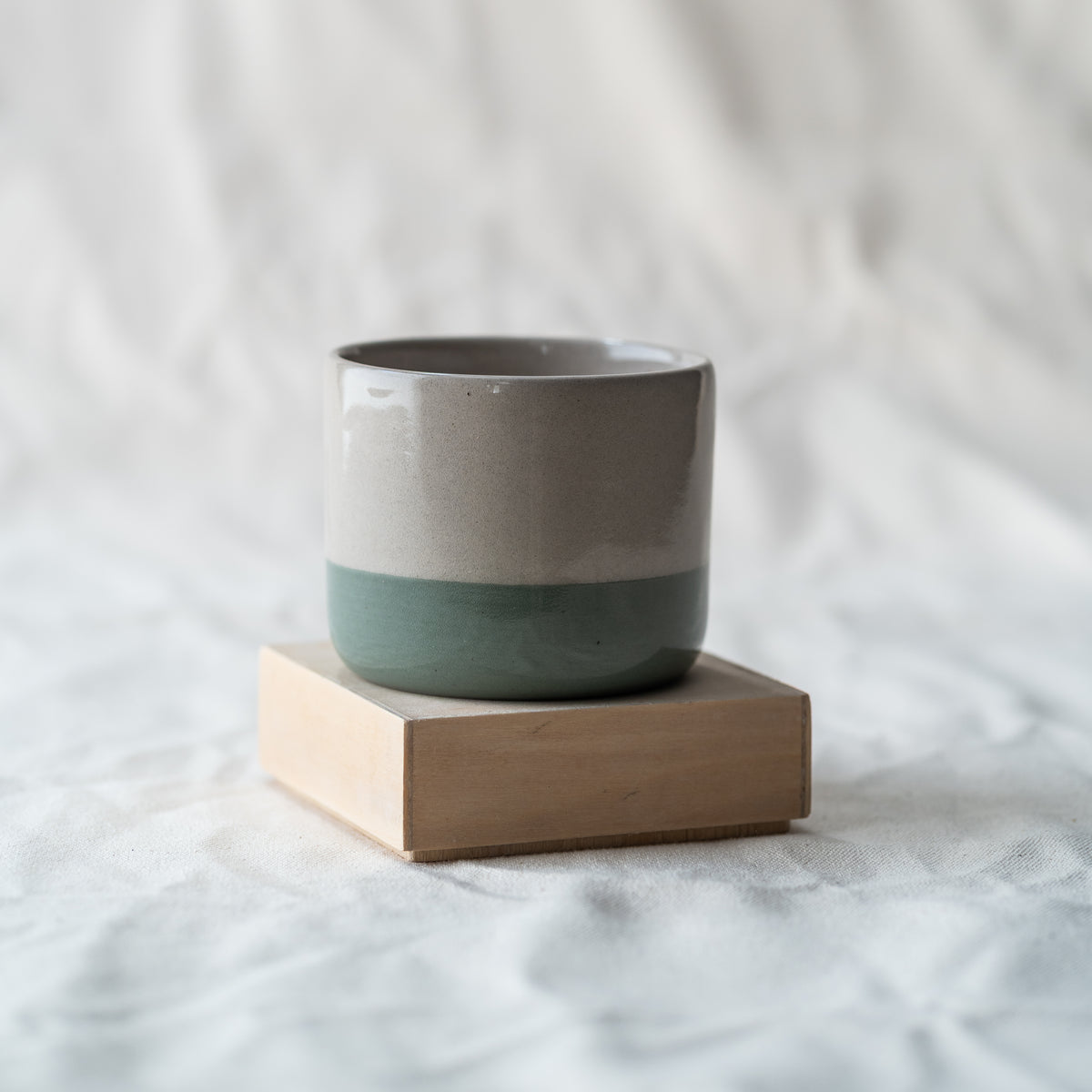 Ash Ceramics Handmade Ceramic Flat White Tumbler Set (4) Mint